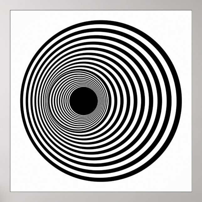 Póster Op Art Horizontal Circles Black and White 01 (Frente)