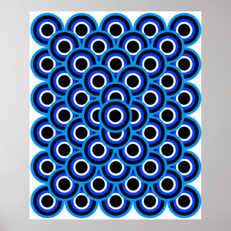 Póster Op Art Thousand Eyes Azul Azul Azul Azul Branco Pr
