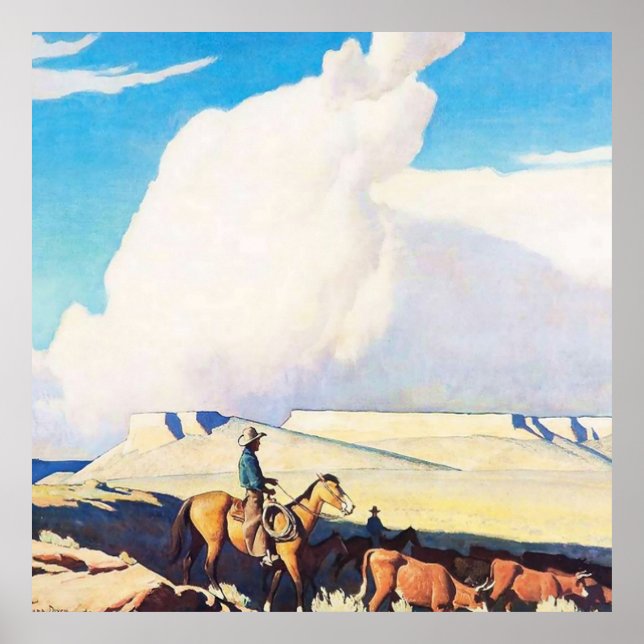 Poster "Open Range" Western Art de Maynard Dixon (Frente)