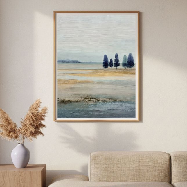 Poster Open Terrain with Distant Island Minimal Abstract (Criador carregado)