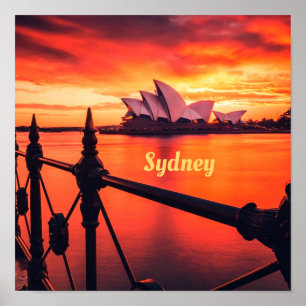 Poster Ópera de Sydney Austrália Orange Sky