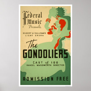 Poster Ópera dos Gondoliers WPA 1937