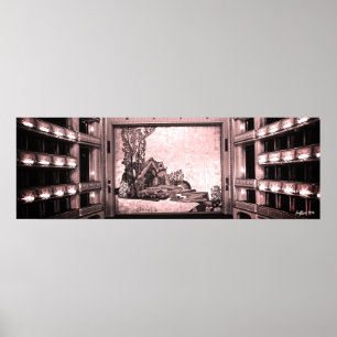 Poster Ópera Staatsoper de Viena Áustria Vintage interior