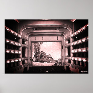 Poster Ópera Staatsoper de Viena Áustria vintage interior