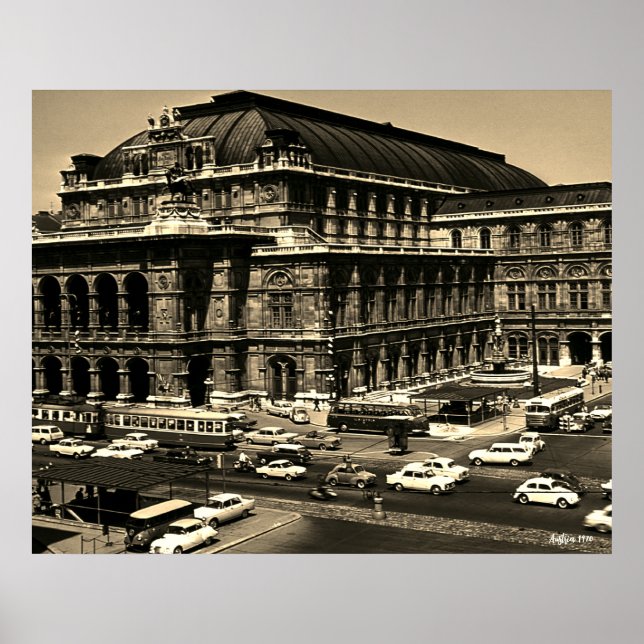 Poster Ópera Staatsoper Viena Áustria Vintage (Frente)