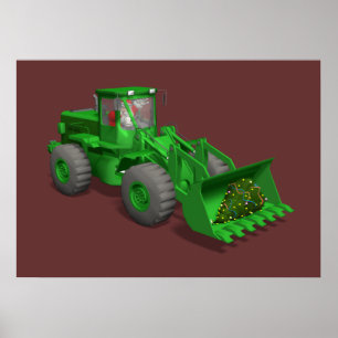 Póster Operador Bulldozer Santa Claus