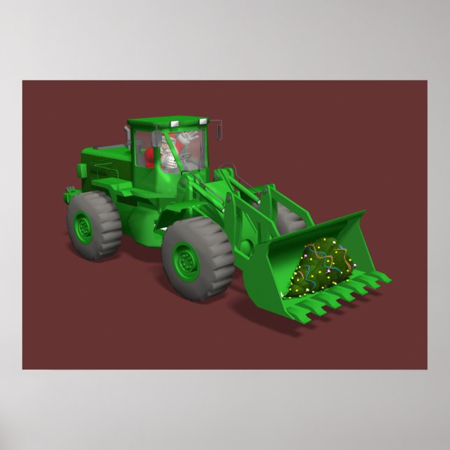 Póster Operador Bulldozer Santa Claus (Frente)