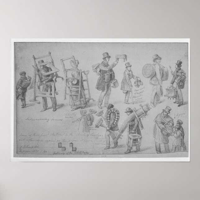 Póster Operadores ambulantes de Londres, 1830-40 (Frente)