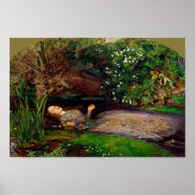 Poster Ophelia, John Everett Millais, 1851-1852 (Frente)
