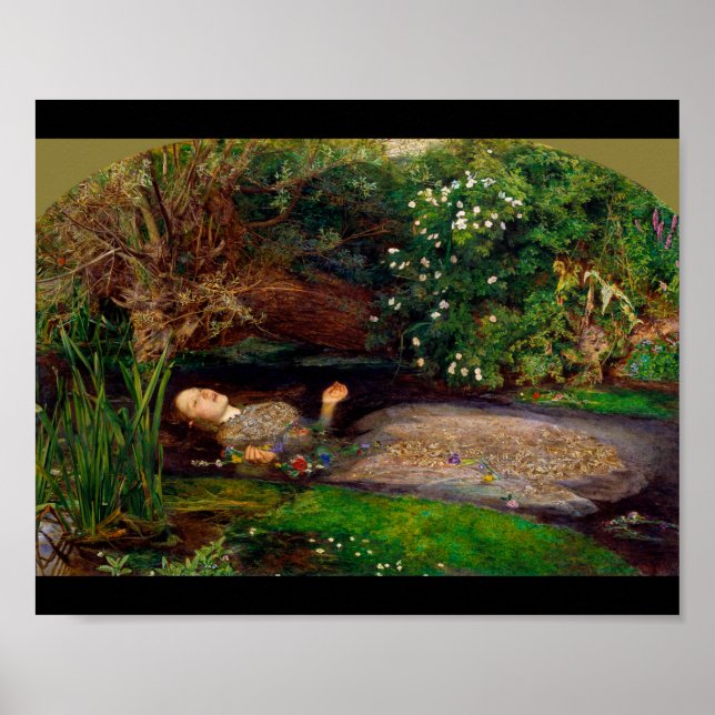 Poster Ophelia, John Everett Millais, 1851-1852 (Frente)