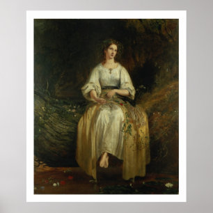Poster Ophelia que tece suas festões, 1842 (óleo no