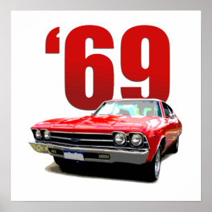 Poster Opinião 1969 dianteira do cupé de Chevelle do