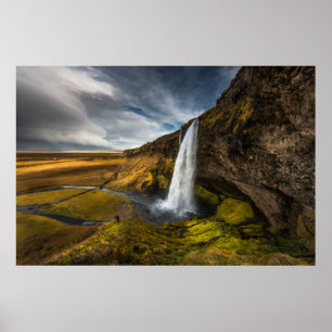 Poster Opinião bonita da paisagem de Seljalandsfoss