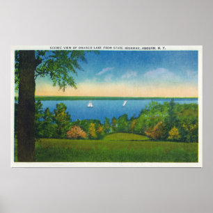 Póster Opinião cénico de Hwy do estado do lago Owasco