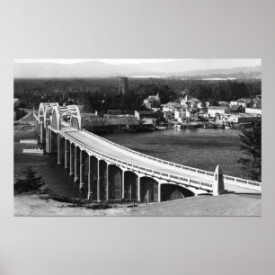 Póster Opinião da cidade de Florença, Oregon e ponte de