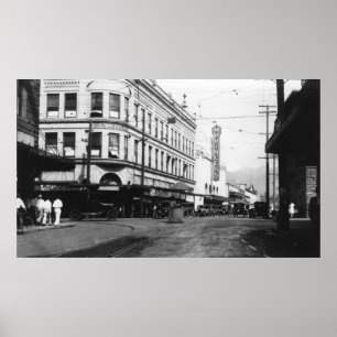 Póster Opinião da cidade de Honolulu, Havaí da rua do