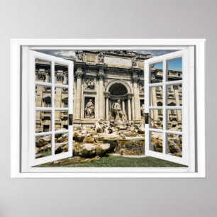 Poster Opinião da janela do falso da fonte do Trevi