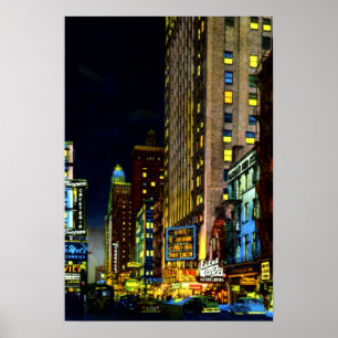 Poster Opinião da rua de Chicago Illinois na noite