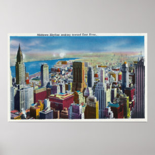 Póster Opinião da skyline do Midtown para East River