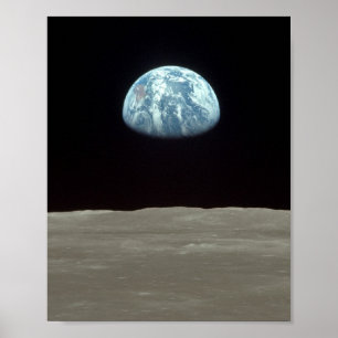 Póster Opinião de Apollo 11 da ascensão da terra acima 