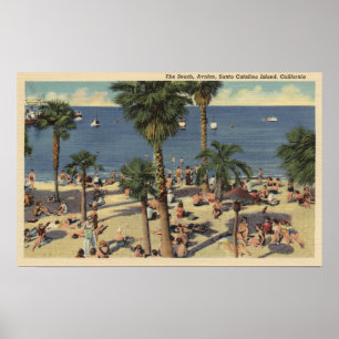 Póster Opinião de Avalon da praia com Sunbathers