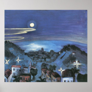 Poster Opinião de Barcelona da cidade na noite por Walte