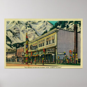 Póster Opinião de Juneau, Alaska do Totem velho da bruxa