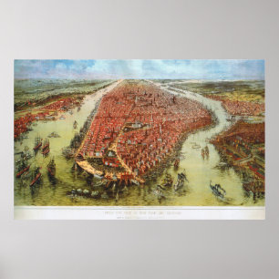 Póster Opinião de olho de pássaro de Manhattan, impress