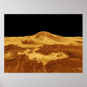 Póster opinião de perspectiva 3D de Maat Mons em Venus
