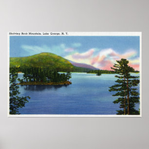 Poster Opinião do lago da montanha da rocha do Shelving