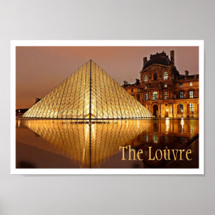Póster Opinião do Louvre, Paris da noite, France