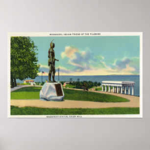 Poster Opinião do monte de Coles da estátua de Massasoi