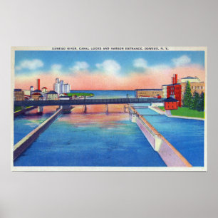 Póster Opinião do rio de Oswego de fechamentos & de port