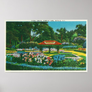 Poster Opinião floral do emblema do parque de Humboldt