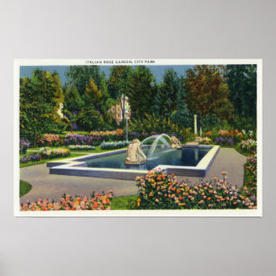 Poster Opinião italiana do jardim de rosas do parque da
