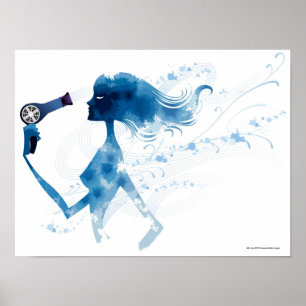 Póster Opinião lateral a mulher que seca o cabelo longo