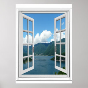 Póster Opinião Trompe do lago mountain - l ' janela