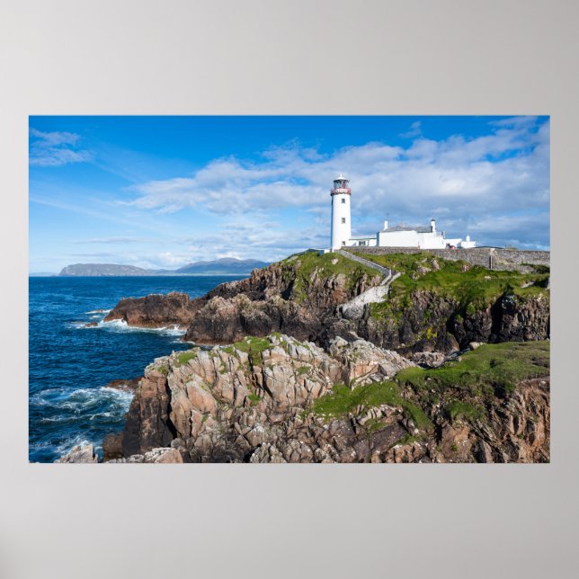 Poster Opiniões cênicas do farol de Fanad Head na Irlanda (Frente)