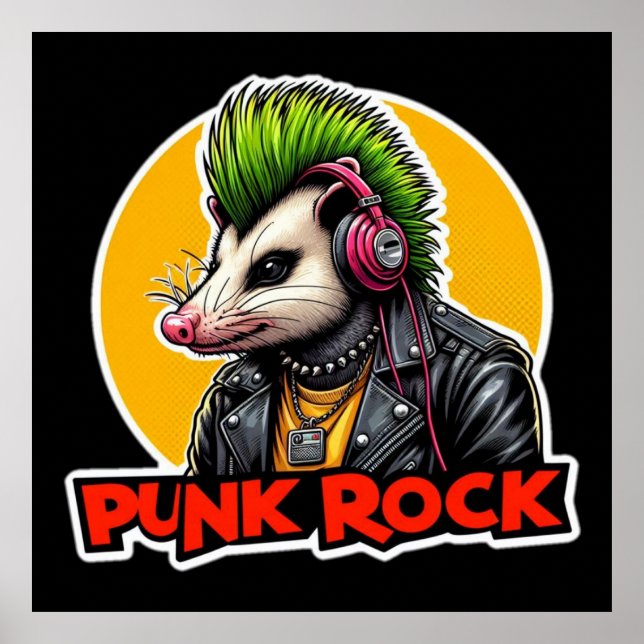 POSTER OPOSSUM PUNK ROCK GREEN (Frente)
