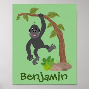 Poster Óptica de desenho animado de gorila de bebê feliz