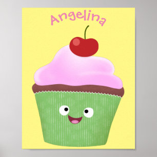 Poster Óptica ilustração do desenho animado do cupcake fe