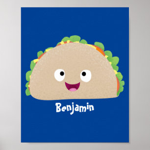 Poster Óptica ilustração do desenho animado do taco feliz