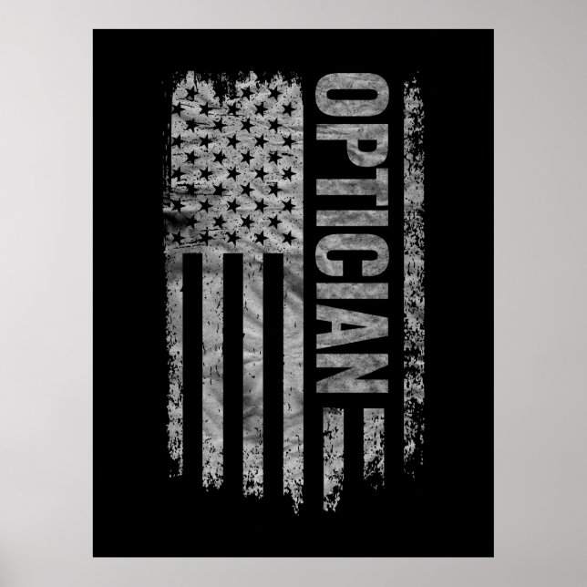 Poster Óptico Bandeira dos EUA design desgastado (Frente)