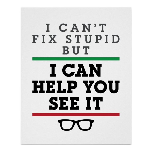 Póster Optometria Oftalmologia Optometria Ver Estúpidos (Frente)