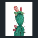 Póster Opuntia nas aquarelas<br><div class="desc">Opuntia com flores e botões pintados com aquarelas</div>