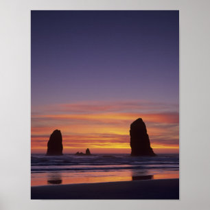 Poster OR, Oregon Coast, Cannon Beach, Sastacks at