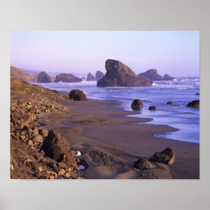 Póster OR, Oregon Coast, Myers Creek, formações rochosa