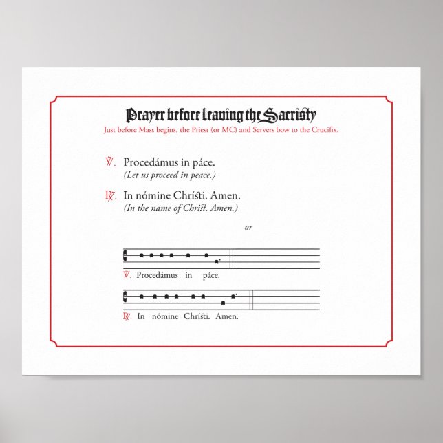 Poster Oração antes de deixar a sagrada (Frente)