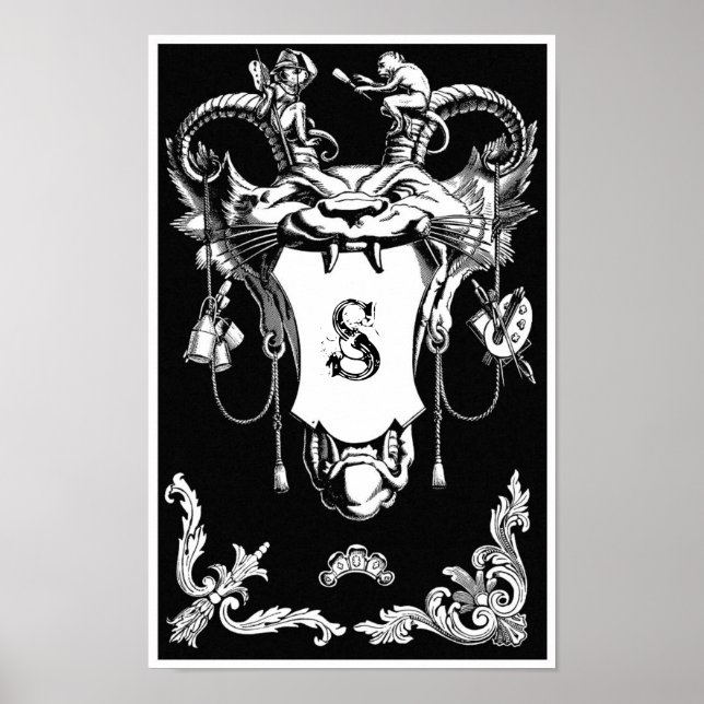 Poster Oração arquitetônica antiga de monstro gótico (Frente)