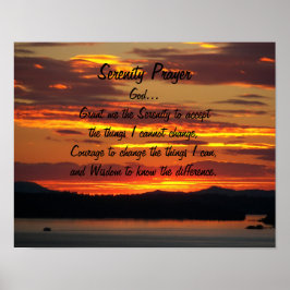 Póster Oração da Serenidade Paisagem do Pôr do Sol Laranj